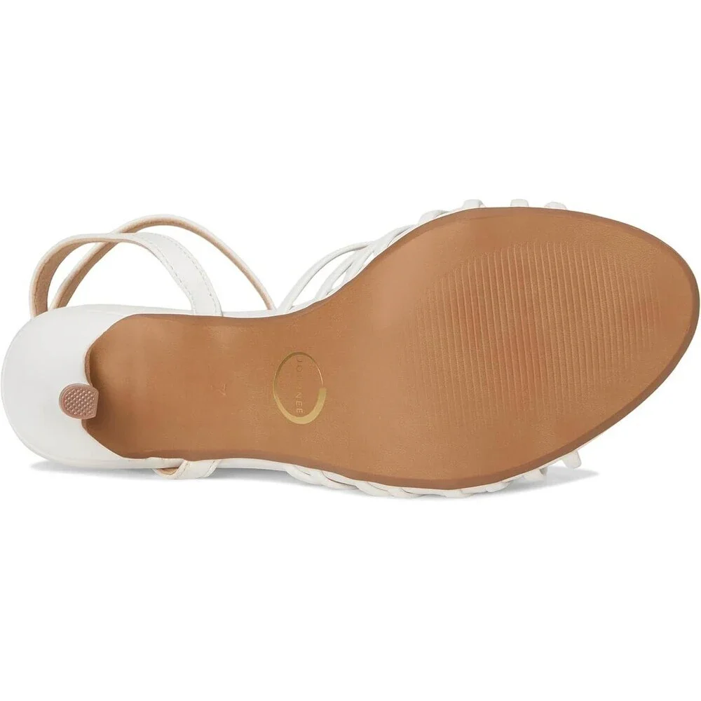 Journee Collection Vanita Sandals Women's US 8 White Leather Ankle Strap GAL1595